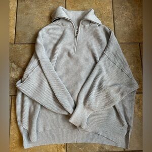 Aerie Gray Ribbed Knit Sweater